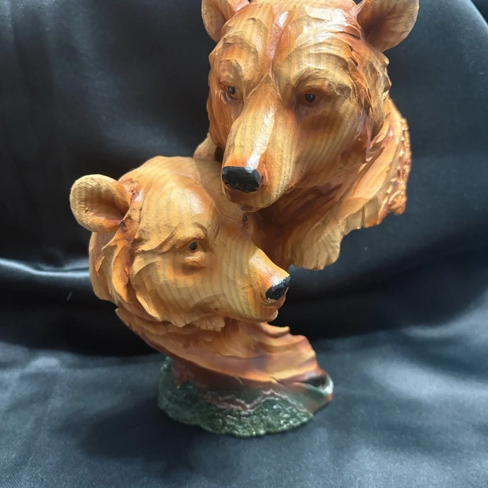 Bear Duo Sculpture in Brown and Tan Resin - Picture 5 of 6